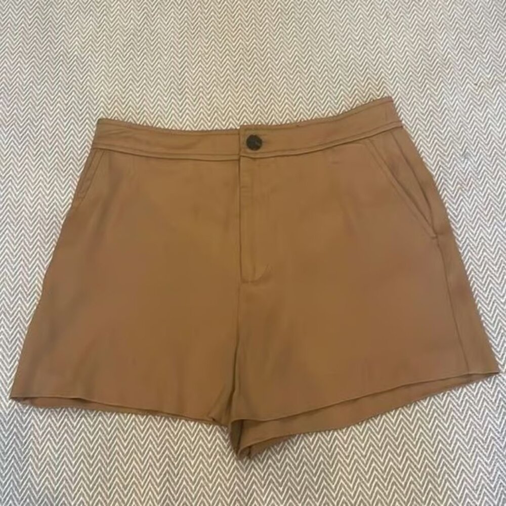 Zara Bermuda Camel Solid Soft Shorts Size XS